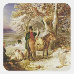 Een dag sport, 1826 (olie op canvas) vierkante sticker