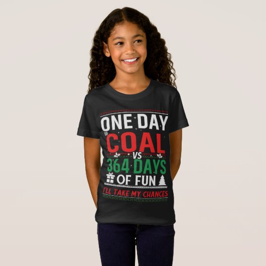 Een dag steenkool versus 364 dagen plezier t-shirt (Voorkant volledig)