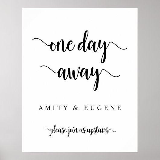 Eén dag te gaan, bruiloftsproefavond welkom poster (Voorkant)