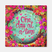 Eén dag tegelijk Floral Inspirivity Floral Trendy Magneet (Voorkant)