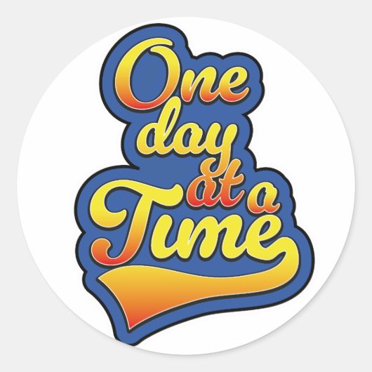 Eén dag tegelijk ronde sticker (Voorkant)