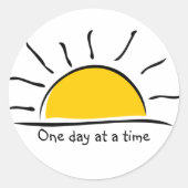 Eén dag tegelijk ronde sticker (Voorkant)