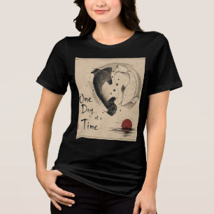 Eén dag tegelijk Yin Yang Koi Vis Esthetiek  Tri-Blend Shirt