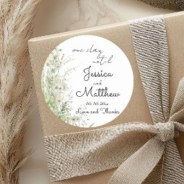 Een dag tot Dusty Sage Green Flowers Wedding Ronde Sticker