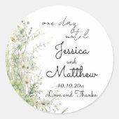 Een dag tot Dusty Sage Green Flowers Wedding Ronde Sticker (Voorkant)