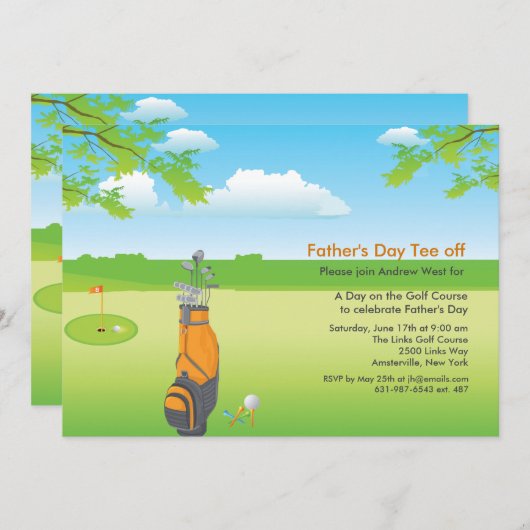 Een dag van de uitnodiging van Golf Vaderdag (Voorkant / Achterkant)