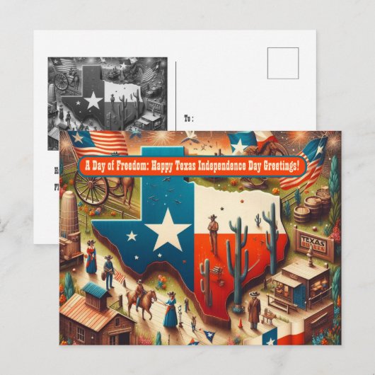 Een Dag van de Vrijheid Texas Onafhankelijkheidsda Briefkaart (Voorkant / Achterkant)