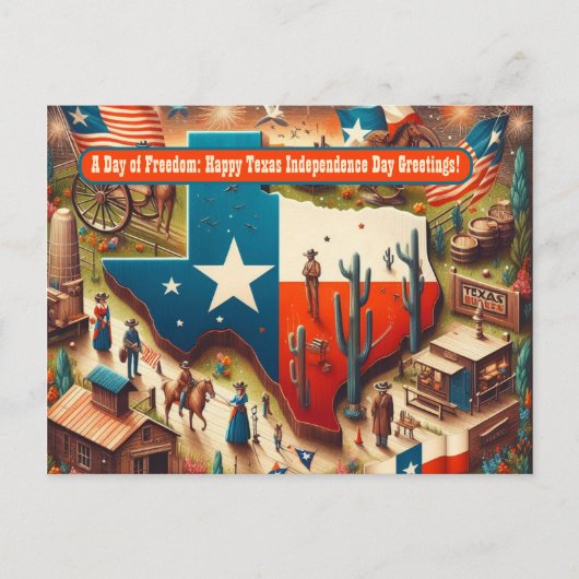 Een Dag van de Vrijheid Texas Onafhankelijkheidsda Briefkaart (Voorkant)