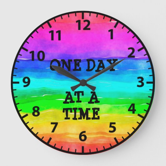 Een dag voor een tijd van obriety Recovery Rainbow Grote Klok (Voorkant)