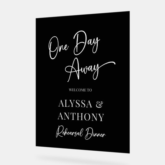 Een dag weg Black Welcome Sign Acryl Bord (Hoek)