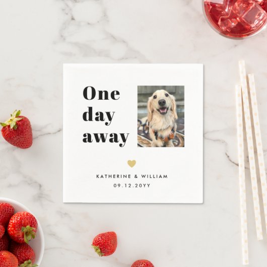 Een dag weg Huisdier foto bruiloft repetitie diner Servet (Insitu)