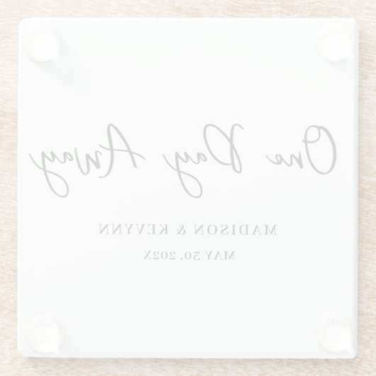 Een dag weg Minimal en Chic | Bruiloft Glazen Onderzetter (Achterkant)