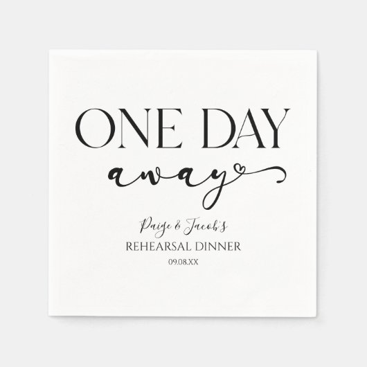 Een dag weg Minimale bruiloft repetitie diner Servet (Voorkant)