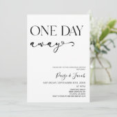 Een dag weg minimalistische bruiloft repetitie din kaart (Staand voorkant)