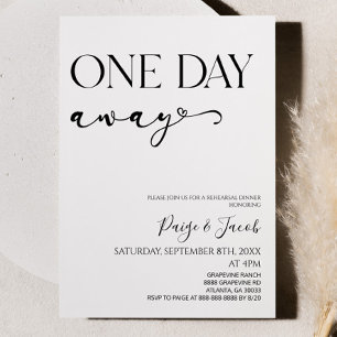 Een dag weg minimalistische bruiloft repetitie din kaart