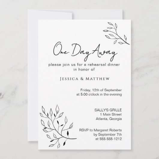 Een dag weg Photo Script Repetitie Diner Kaart (Achterkant)