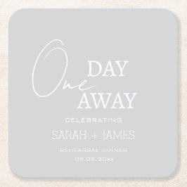 Een dag weg repetitie diner grijs huwelijksfeest kartonnen onderzetters