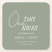 Een dag weg repetitie diner Sage Green bruiloft Kartonnen Onderzetters (Voorkant)