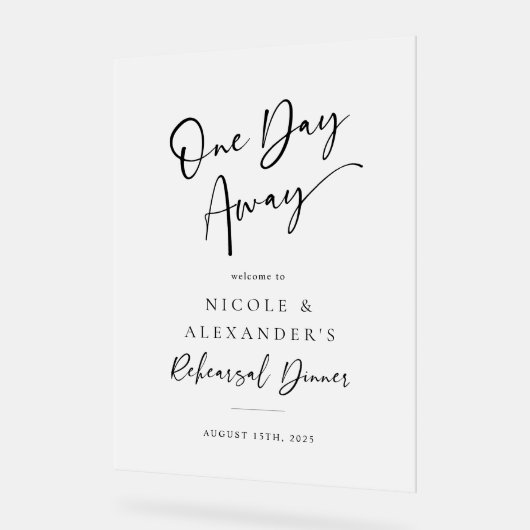 Een dag weg repetitie diner welkom acryl bord (Hoek)