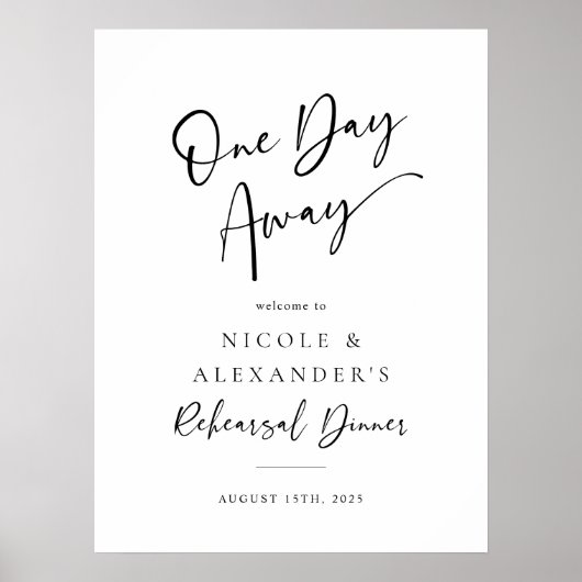 Een dag weg repetitie diner welkomstbord poster (Voorkant)