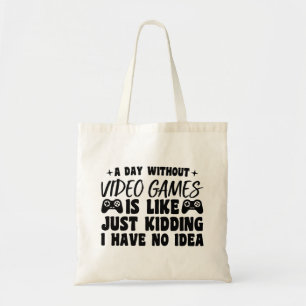 Een dag zonder videogames liefhebbers Gamer Cool Tote Bag