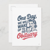 Eén dag zullen we wakker worden door zijn overlijd aankondigingskaart (Voorkant / Achterkant)