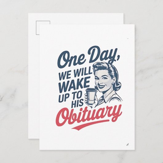 Eén dag zullen we wakker worden door zijn overlijd aankondigingskaart (Voorkant / Achterkant)