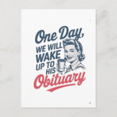 Eén dag zullen we wakker worden door zijn overlijd aankondigingskaart (Voorkant)