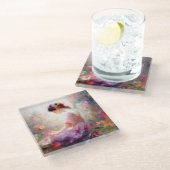 Een dagdroom van bloemen glazen onderzetter (Schuin)