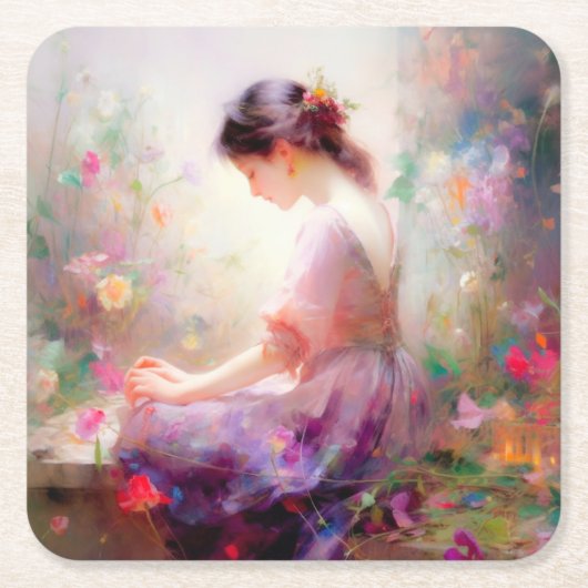 Een dagdroom van bloemen kartonnen onderzetters (Voorkant)