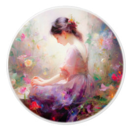 Een dagdroom van bloemen keramische knop