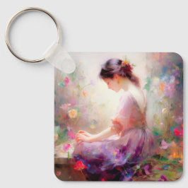 Een dagdroom van bloemen sleutelhanger