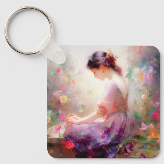 Een dagdroom van bloemen sleutelhanger (Voorkant)