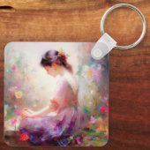 Een dagdroom van bloemen sleutelhanger (Achterkant)