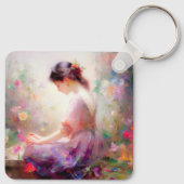 Een dagdroom van bloemen sleutelhanger (Achterkant)