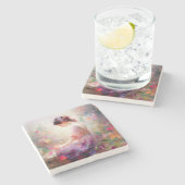 Een dagdroom van bloemen stenen onderzetter (Zijkant)