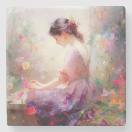 Een dagdroom van bloemen stenen onderzetter (Voorkant)