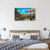 Een dagelijks tafereel op de Pike, Long Beach Canvas Afdruk (Insitu (Slaapkamer))
