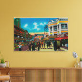 Een dagelijks tafereel op de Pike, Long Beach Canvas Afdruk (Insitu (Woonkamer))