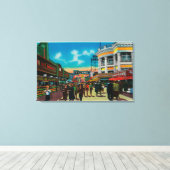 Een dagelijks tafereel op de Pike, Long Beach Canvas Afdruk (Insitu (Houten vloer))