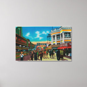 Een dagelijks tafereel op de Pike, Long Beach Canvas Afdruk