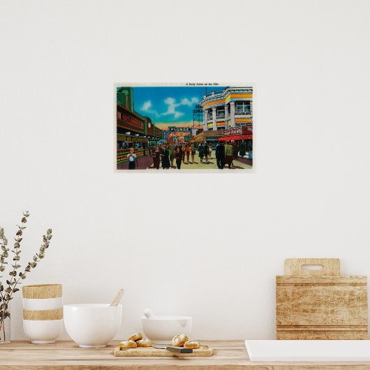 Een dagelijks tafereel op de Pike, Long Beach Poster (Keuken)