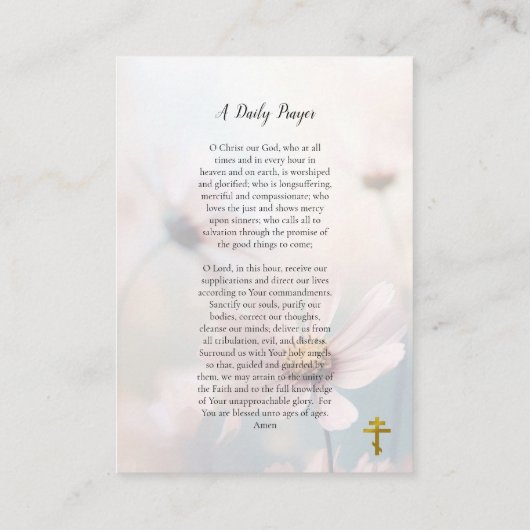 Een dagelijkse gebedsorthodoxe Christelijke Kaart Plaatskaartje (Achterkant)