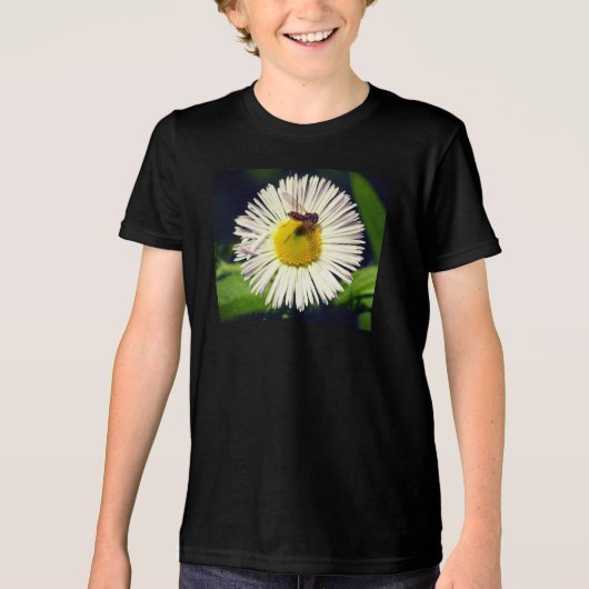 Een daisy fleabane bloem en een bij Tri-Blend shirt (Voorkant)