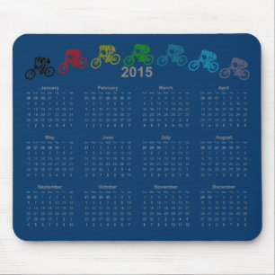 Een dalende MTB-springkalender voor 2015 Muismat