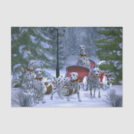 Een Dalmatische Kerstman en Zijne Dalmatische Rein Tissuepapier (Voorkant)