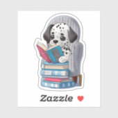 Een Dalmatische puppy die een boek leest Sticker (Vel)