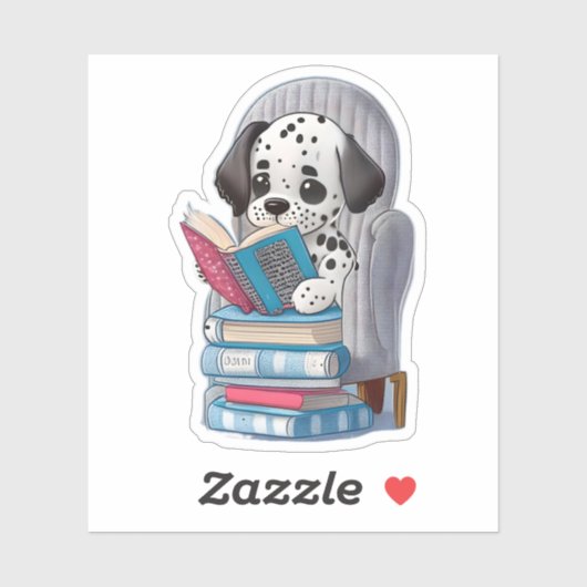 Een Dalmatische puppy die een boek leest Sticker (Vel)