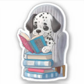 Een Dalmatische puppy die een boek leest Sticker (Voorkant)