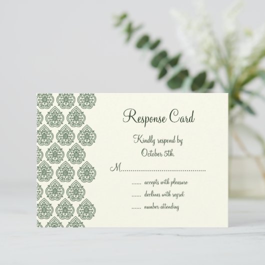 Een  Damask RSVP (groen) (Staand voorkant)